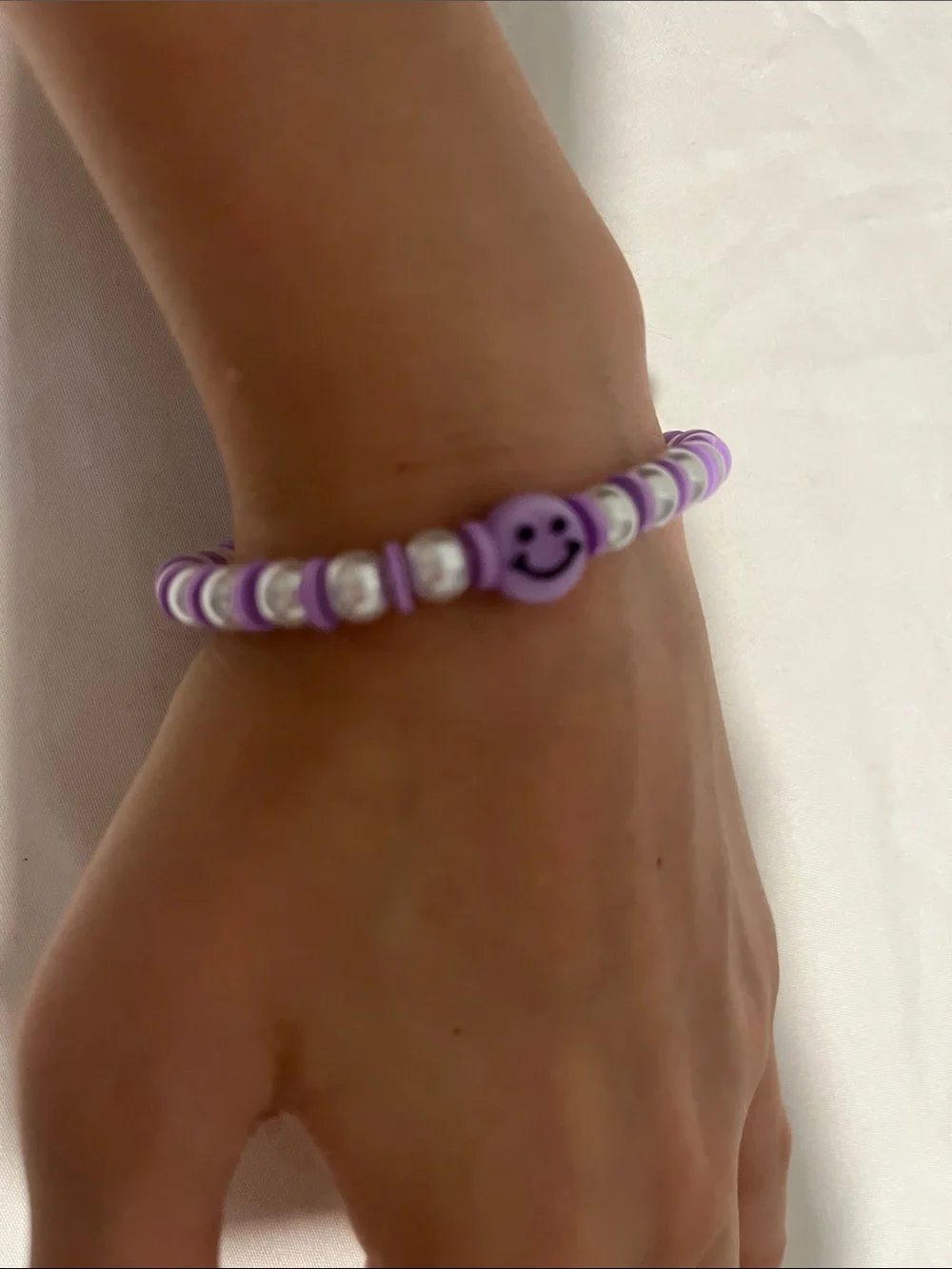 Purple Smiley Beaded Bracelet